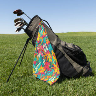 Serviette De Golf Motif de fleurs tropicales colorées