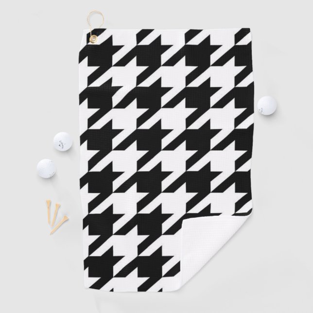 Serviette De Golf motif de fond blanc et noir géométrique chic (En situation)