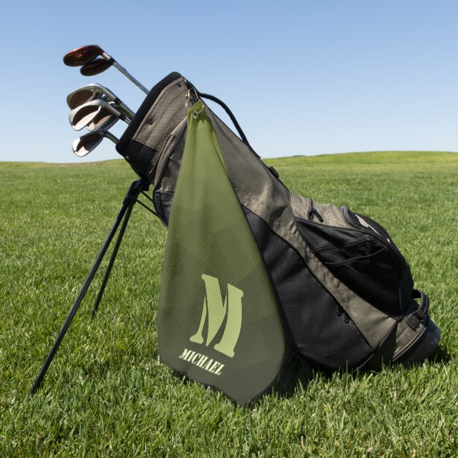 Serviette De Golf Motif de maillage géométrique d'olive verte de l'a (Vert)