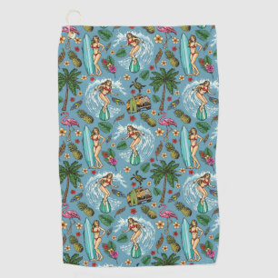 Serviette De Golf Motif de surfer de la femme rétro