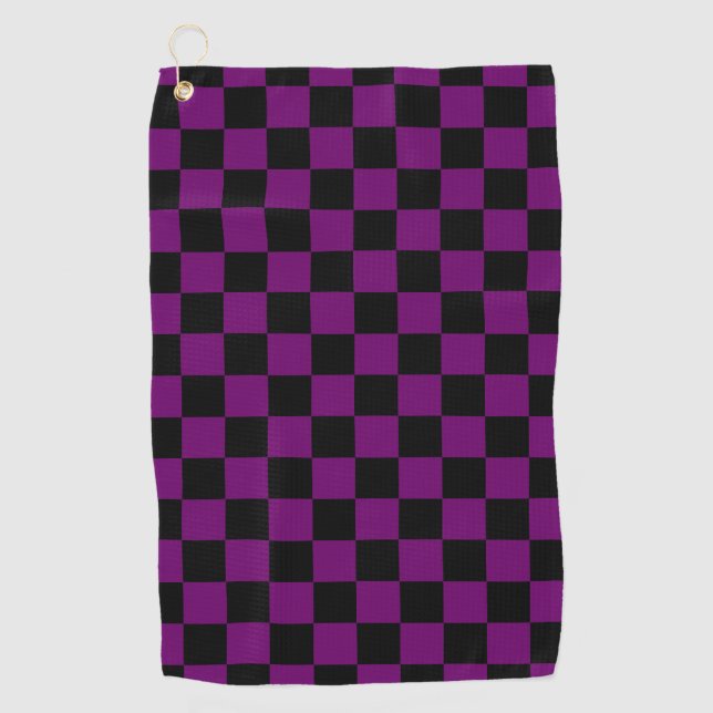 Serviette De Golf Motif de tableau de bord À damiers couleur violet  (Devant)