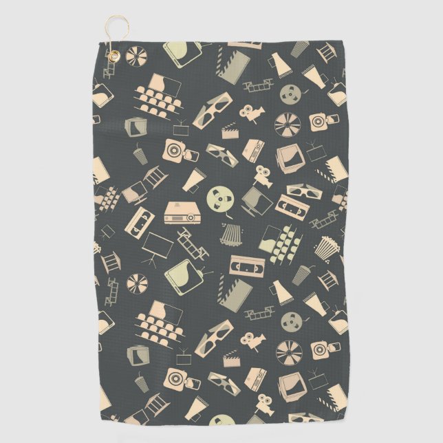 Serviette De Golf Motif d'éléments de film rétro (Devant)