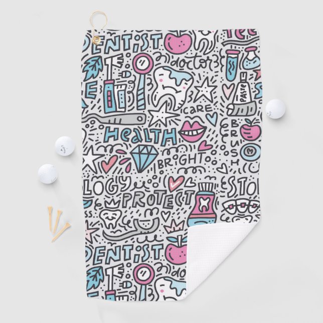 Serviette De Golf Motif dentaire de bande dessinée (En situation)