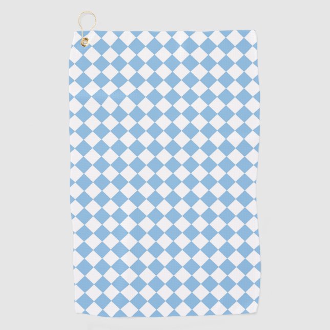 Serviette De Golf Motif diamant de damier bleu et blanc (Devant)