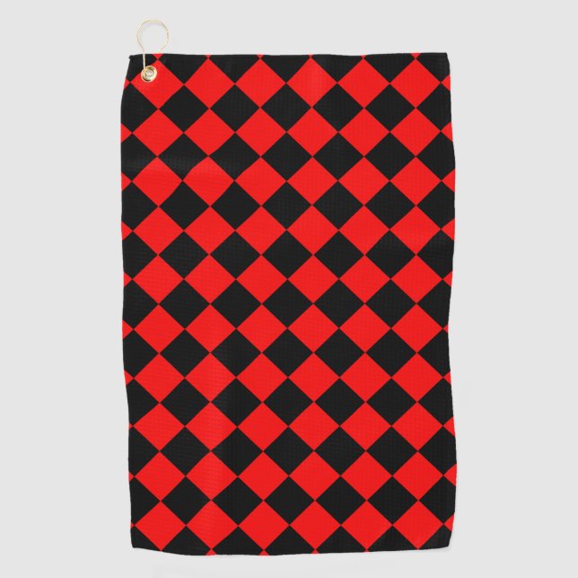 Serviette De Golf Motif diamant Red Black Checker (Devant)