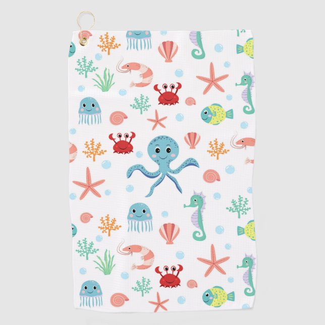 Serviette De Golf Motif du monde marin (Devant)