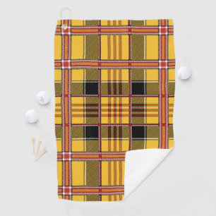 Serviette De Golf Motif écossais de Tartan jaune rouge rouge