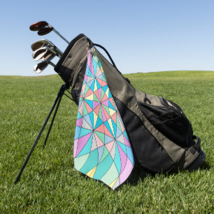 Serviette De Golf Motif étoile triangle mosaïque pastel rétro coloré