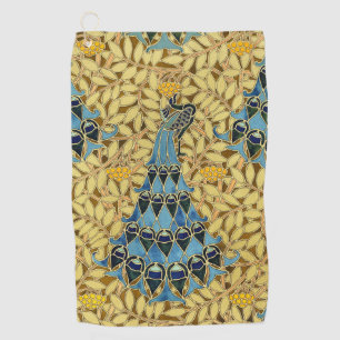 Serviette De Golf Motif floral au paon bleu Art nouveau vintage