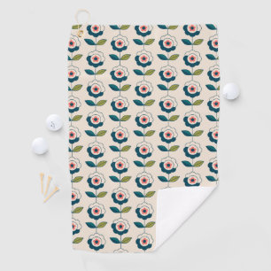 Serviette De Golf Motif floral de rétro turquoise