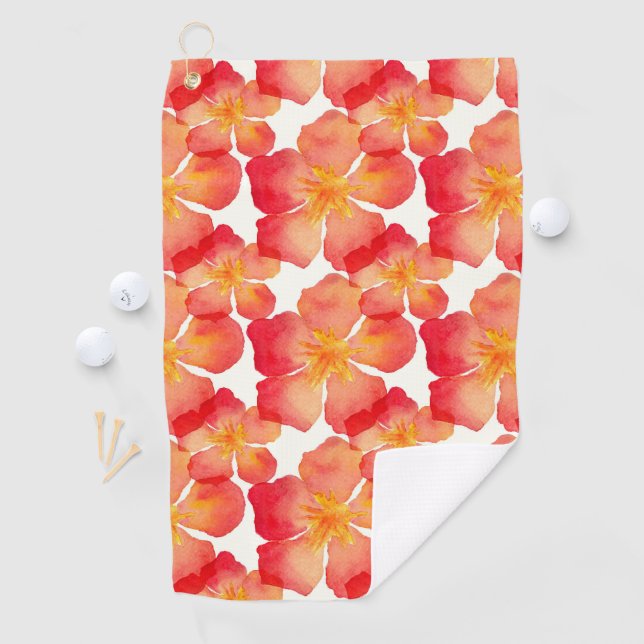 Serviette De Golf Motif floral d'oléandre orange (En situation)