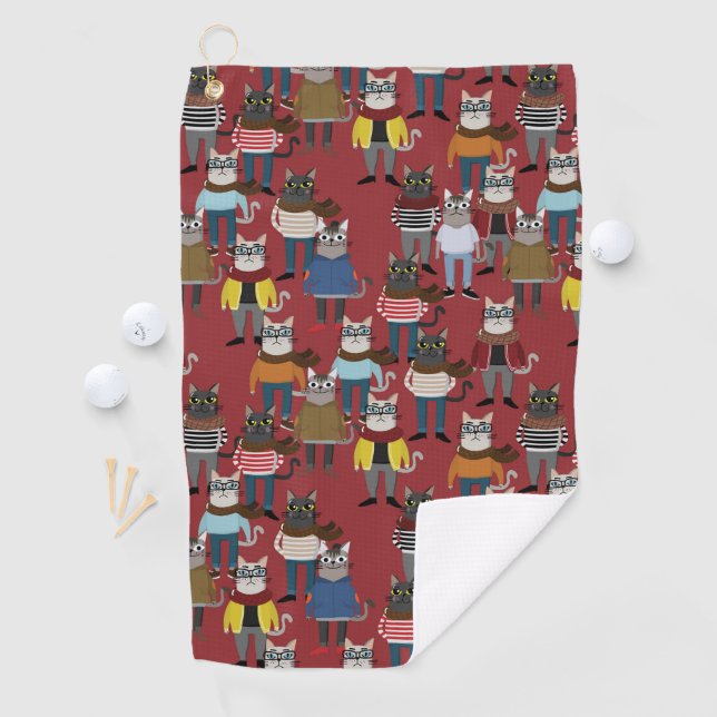 Serviette De Golf Motif frais de chat de hippie (En situation)