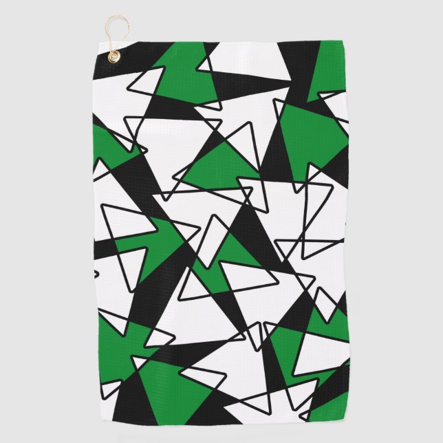Serviette De Golf motif géométrique Abstrait - vert et blanc. (Devant)