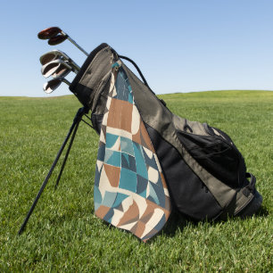 Serviette De Golf Motif géométrique bleu foncé, sarcelle, marron et