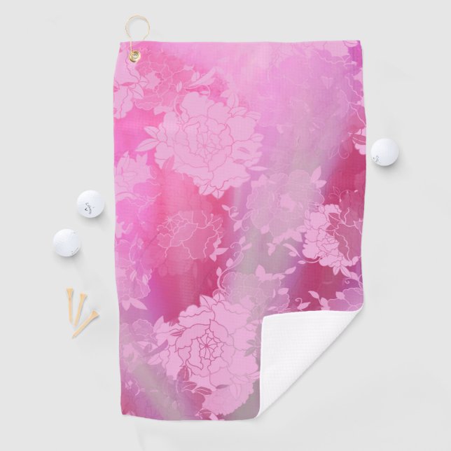 Serviette De Golf Motif japonais fleurs roses (En situation)