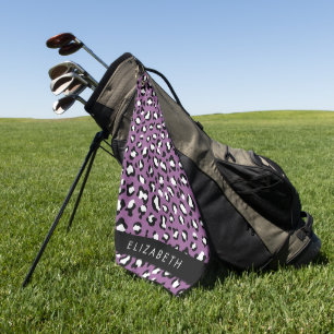 Serviette De Golf Motif léopard, Spots, Leopard pourpre, Votre Nom