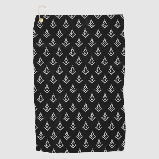 Serviette De Golf Motif maçonnique (noir) (Devant)