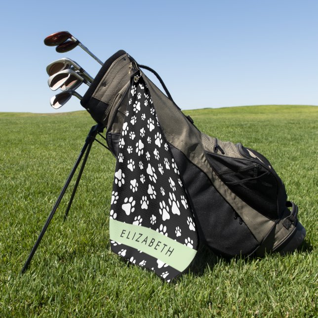 Serviette De Golf Motif mâle, Patrouilles de chien, Noir et Blanc, V (Vert)