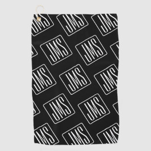 Serviette De Golf Motif monogramme moderne   Noir & Blanc