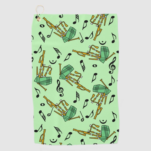Serviette De Golf Motif Notes musicales Bagpipe (Devant)
