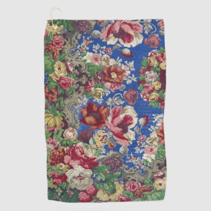 Serviette De Golf Motif ornemental de rose victorienne bleu royal