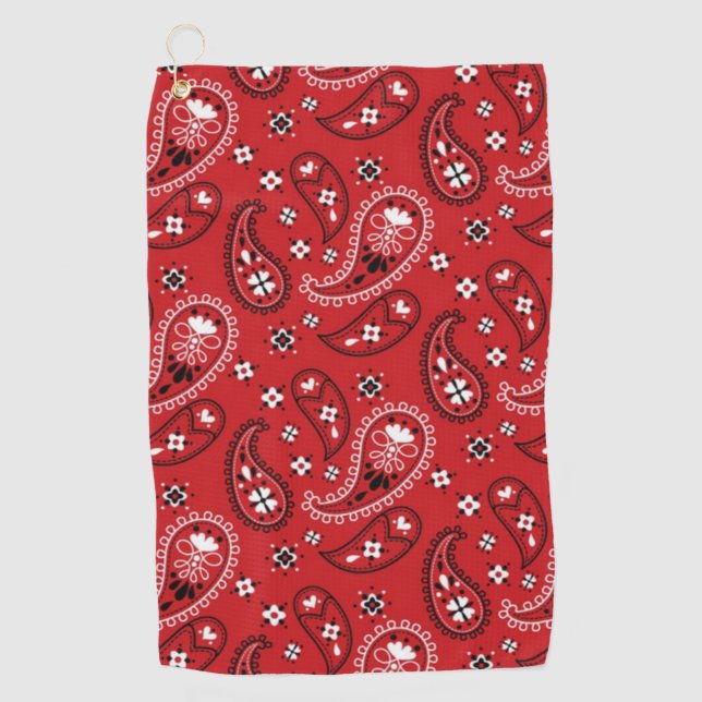 Serviette De Golf Motif Paisley avec Arrière - plan rouge-23214 (Devant)