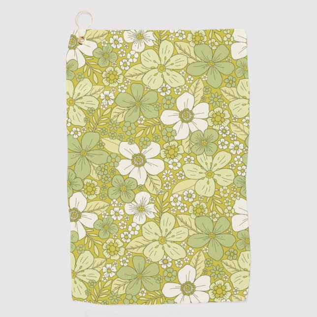Serviette De Golf Motif Pastel vert et jaune (Devant)