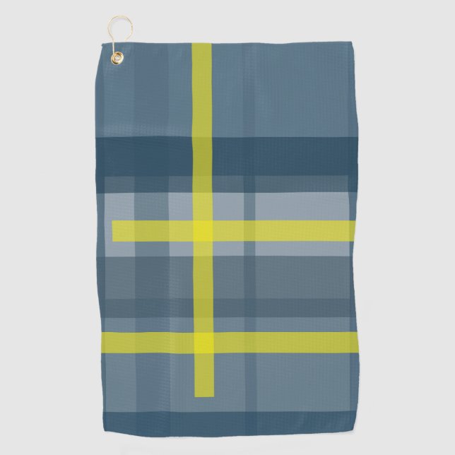 Serviette De Golf Motif plaid bleu et jaune (Devant)