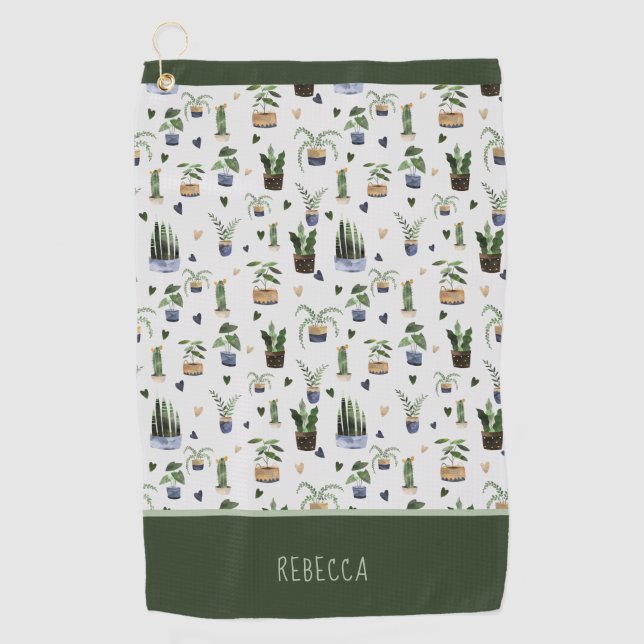 Serviette De Golf Motif Plante de maison en pointillés Boho personna (Devant)