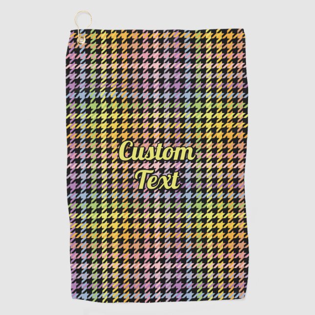 Serviette De Golf Motif Rainbow Houndstooth (Devant)