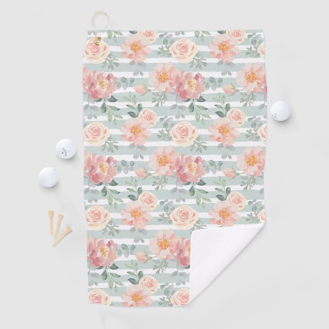 Serviette De Golf Motif rose de rayure d'Alicia (En situation)