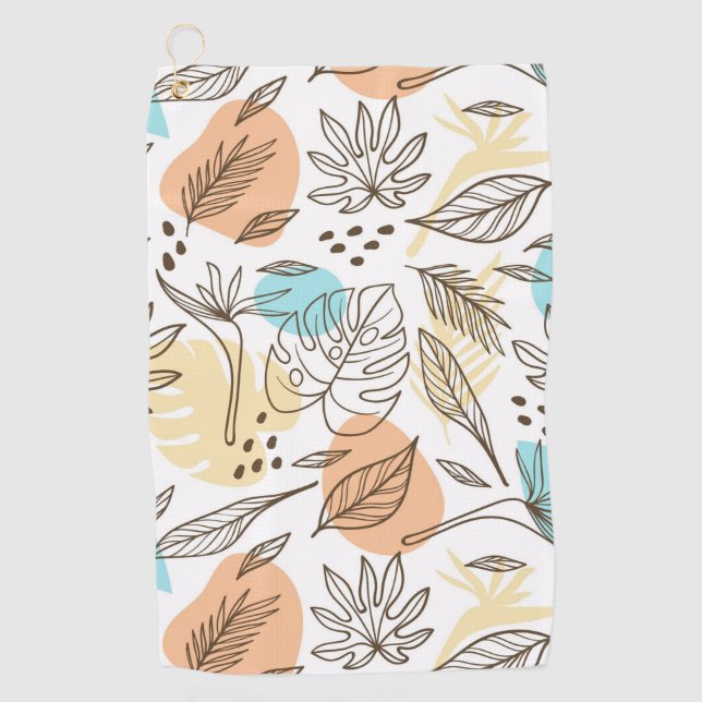 Serviette De Golf Motif tropical d'été dessiné à la main (Devant)