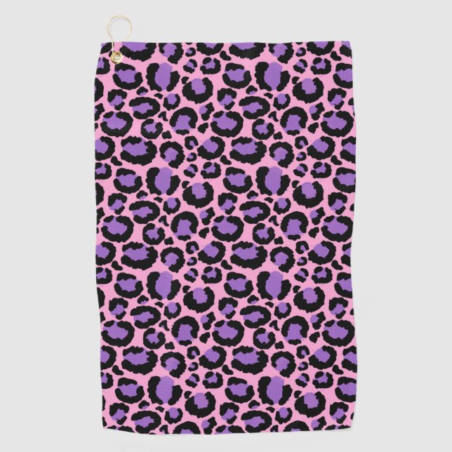 Serviette De Golf Motif Violet Pink Cheetah Leopard Amoureux des ani (Devant)