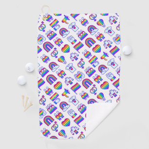 Serviette De Golf Motifs d'icônes arc-en-ciel colorées