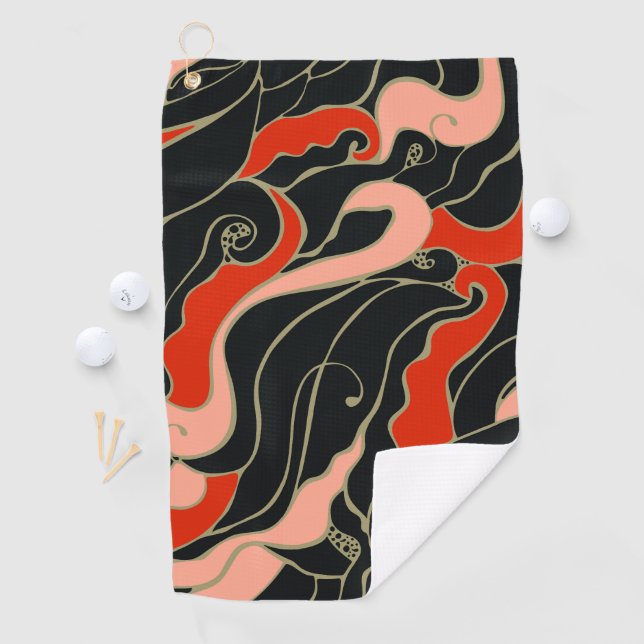 Serviette De Golf Motifs japonais. Kelp. (En situation)