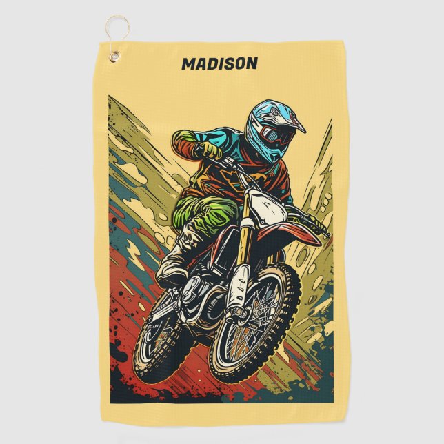 Serviette De Golf Motocross de nom personnalisé (Devant)