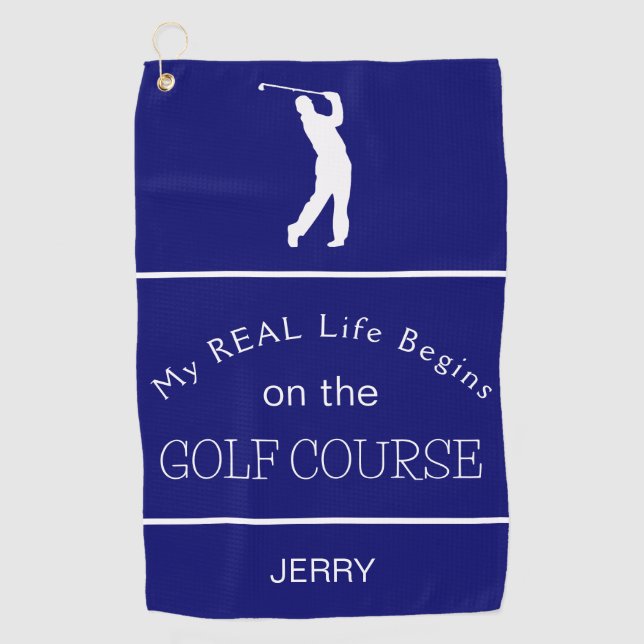 Serviette De Golf My Real Life commence sur le terrain de golf viole (Devant)