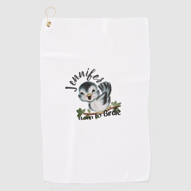 Serviette De Golf Né à Birdie Cadeau féminin personnalisé (Devant)
