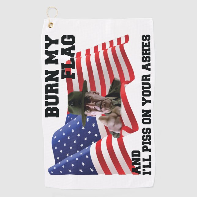 Serviette De Golf Ne brûle pas mon drapeau (Devant)