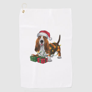 Serviette De Golf Noël Éclairage Santa Hat Basset Hound Chien Noël