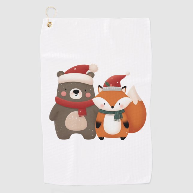 Serviette De Golf Noël/hiver Mignonne Ours et renard (Devant)