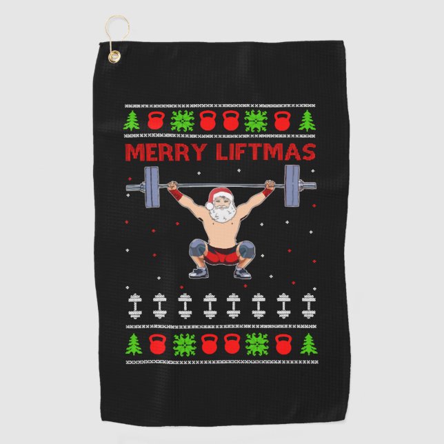 Serviette De Golf Noël laid Noël haltère (Devant)