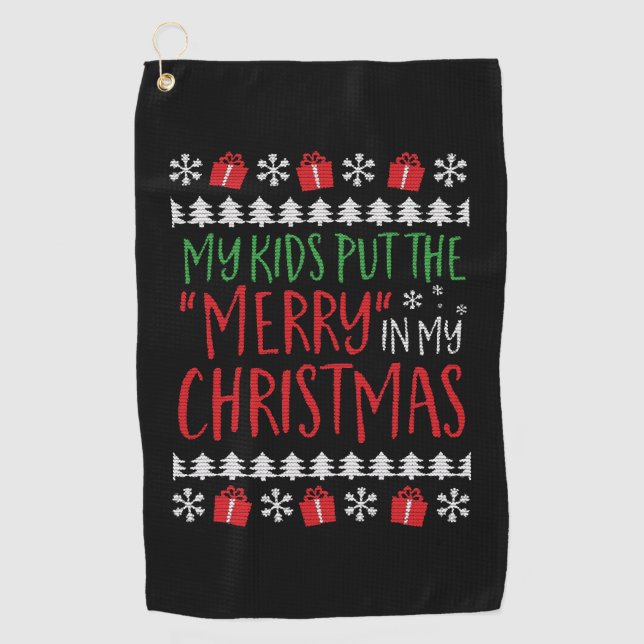 Serviette De Golf Noël - Mes enfants mettent la joie dans ma christm (Devant)