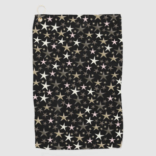 Serviette De Golf noir, argent, brillant, brillant, étoile, couleur,