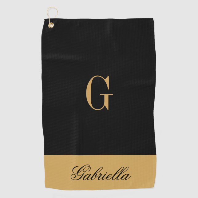 Serviette De Golf Noir d'or (Devant)