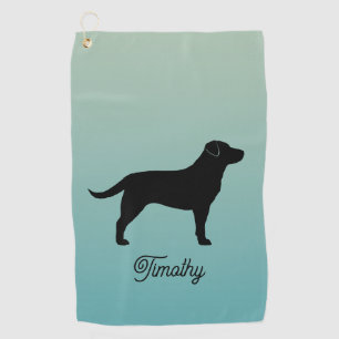 Serviette De Golf Noir Labrador Retriever Silhouette Nom personnalis