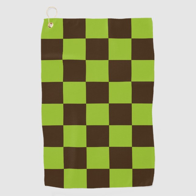 Serviette De Golf Noir rétro et vert À damiers Motif Carré (Devant)