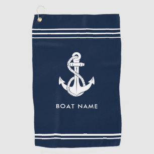 Serviette De Golf Nom de bateau personnalisé Ancre Naútíque