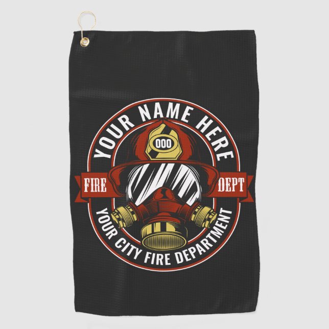 Serviette De Golf NOM DE LA Personnaliser Secourt d'incendie du masq (Devant)