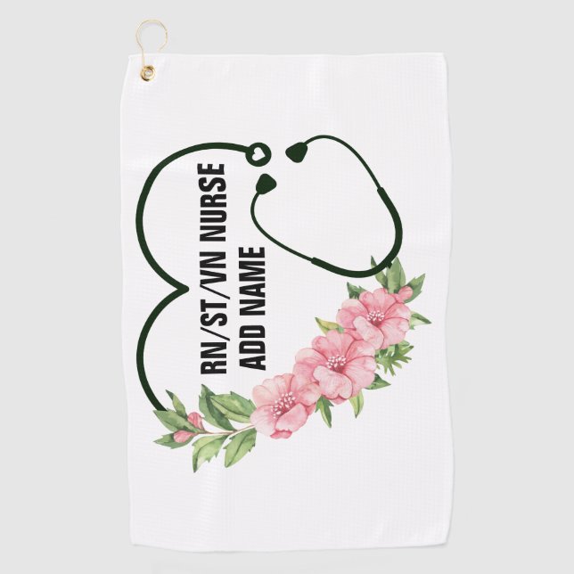 Serviette De Golf Nom de l'infirmière étudiante-inscrite-ancienne (Devant)